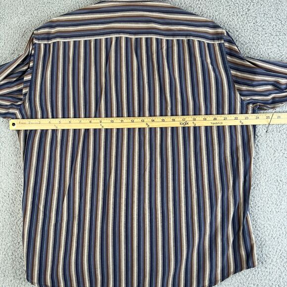 Robert Graham Shirt Mens L Gray Blue Striped Button Long Sleeve Flip Cuff Pocket - Picture 6 of 11